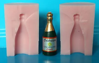 Miniature 3d Champagne Bottle Silicone Mould For Cake Toppers Chocolate Clay Etc • £8.99