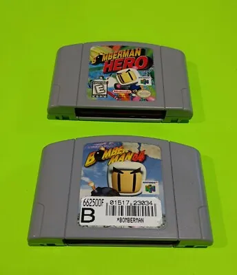 Bomberman Lot  64 And Hero (Nintendo 64 1997) N64 Authentic Video Games Rare  • $49.98