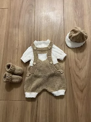 Hand Knitted Baby Sets 0-3 Months. Beige And White • £10