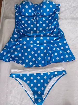 Ladies Blue And White Spotted Tankini Size 3XL=20 BNWOT • £7.99