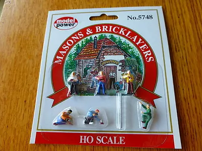 Model Power #5748 HO Figures Painted - Working People - Masons & Bricklayers • $7.79