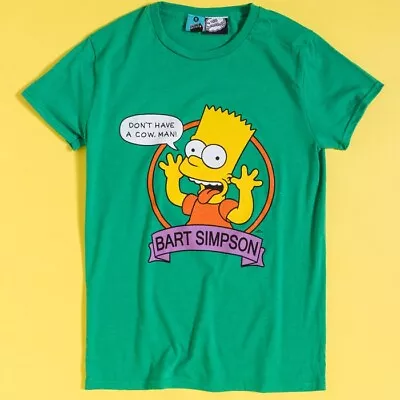 Official The Simpsons Bart Simpson Don't Have A Cow Green T-Shirt • £19.99