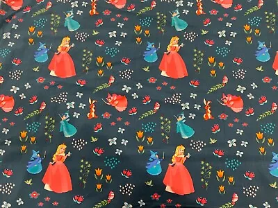 Cotton Fabric Disney Princess Aurora Fairies Sleeping Beauty Sold By 1/2 Yard  • $11.95