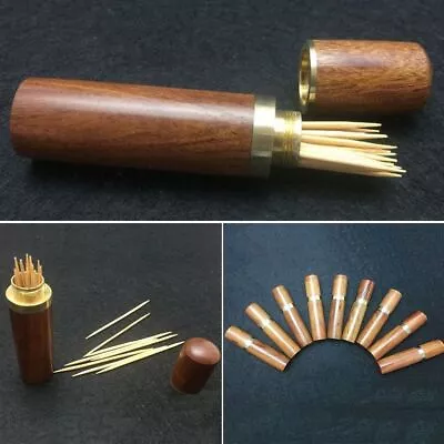 Portable Vintage Wooden Toothpick Holder Pocket Toothpick Dispenser Bucket  • $1.90
