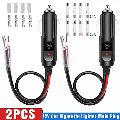 2 Pack 12V Fused LED Light Cigarette Lighter Male Plug Replacement With Leads US • $9.98