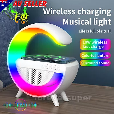 LED Atmosphere Lamp Bluetooth App Speaker Wireless Charger RGB Desk Night Light • $26.59