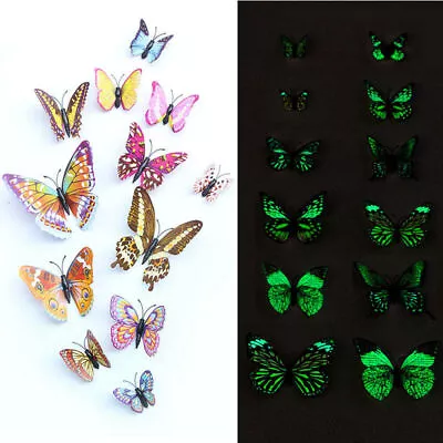 Luminous 3D Glow In The Dark Butterfly Wall Decors Removable Butterfly Stickers • $10.88