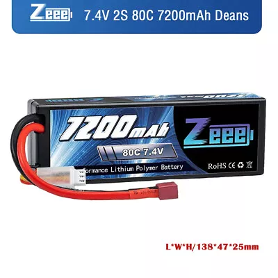 Zeee 2S Lipo Battery 7.4V 80C 7200mAh Hardcase Deans For RC Car Helicopter Boat • $30.99