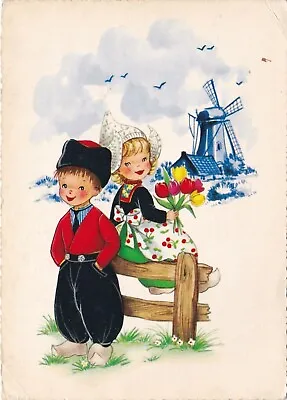 £1.30 • Buy Little Dutch Boy And Girl Artist Unknown Postcard Posted 1968 Crease