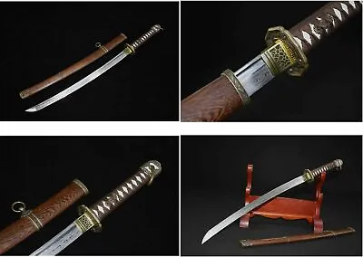 $124.95 • Buy Military Japanese Sword Saber Sharp Folded Steel Blade Samurai Katana Wakizashi