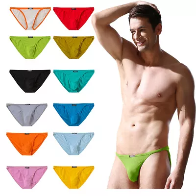 Men's Sexy Bikini Briefs Bamboo Breathable Soft TAGLESS Underwear 12 Colors • $7.02