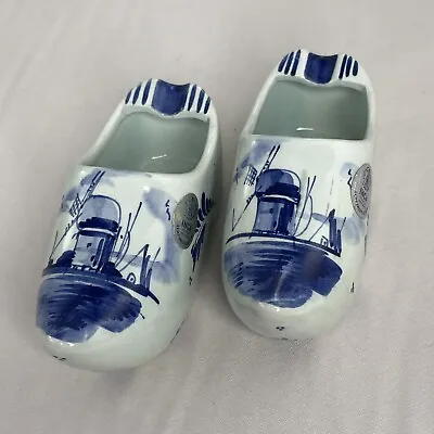 Delft Blue Shoe Ashtray Clog Windmill Dutch Holland Ceramic Vintage Hand Painted • $22.80