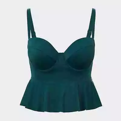 Torrid Green Push-Up Demi Peplum Midkini Top 3X NWT 11622908 Swimsuit Top • $75