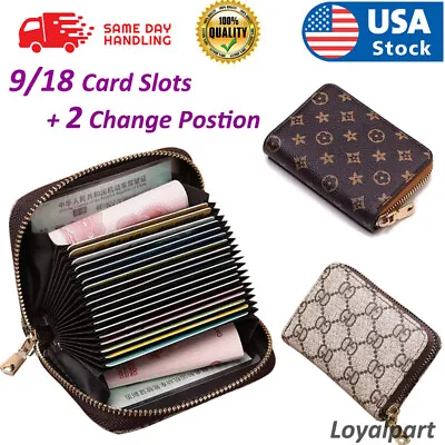 $7.31 • Buy Mens Womens Wallet Credit Card Holder Leather RFID Blocking Zipper Pocket Purse