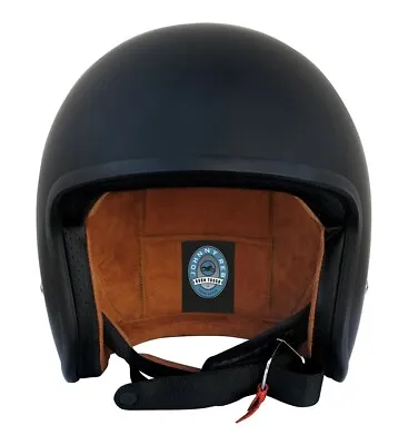 $99.29 • Buy Johnny Reb Burke Open Face Low Profile Motorcycle Helmet Matt Black Brown Lining