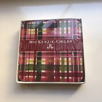 Mackenzie Childs Festive Tartan Cork-backed Coasters Set Of 4 New In Package • $36