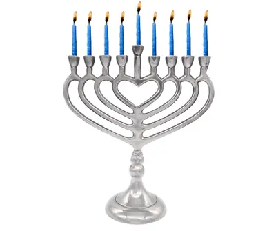 Menorah Hanukkah Jewish Candle 9 Branch Silver Finish  Jewish Gift Jewish Lam • £29.99