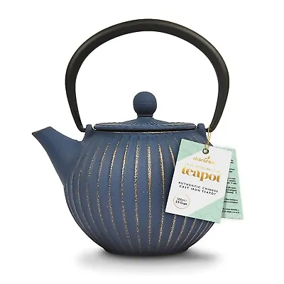 Chinese Blue & Gold Cast Iron Teapot 500ml • £19.99