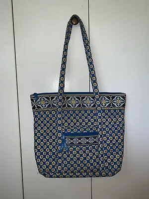 Vera Bradley Villager Tote Bag And Wallet In Riviera Blue (Retired Pattern) • $32