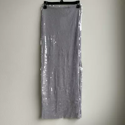 NWT Zara Silver Sequin Midi Skirt With Side Slit Size Small • $40