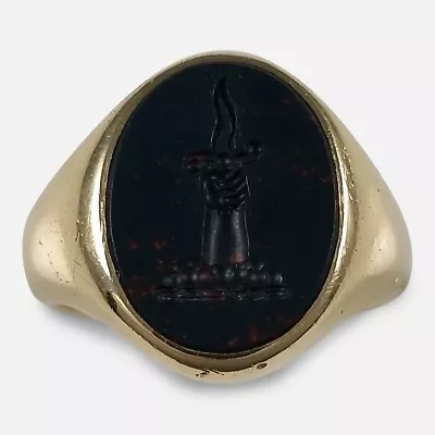 18ct Gold Bloodstone Intaglio Signet Ring - 1999 • £1050