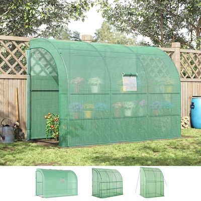 £31.99 • Buy Walk-In Lean To Wall Greenhouse With Zippered Windows Roll Up Door PE Cover