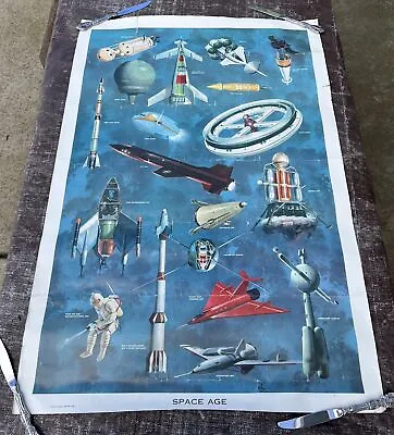 Vintage Original 1959 Educational Posters Space Age 117 Ships Rockets Satellite • $119.99