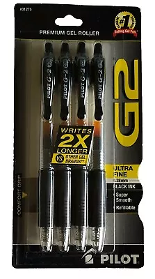 Pilot G2 Premium Gel Roller Pens Ultra Fine Point 0.38 Mm Pack Of 4 Black • $5