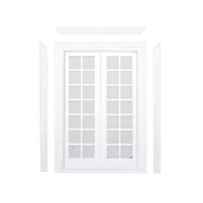 1Set 1:12 Dollhouse Mini White Door 28 Grid Double Door DIY Material Home Decor • $20.64