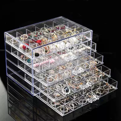 YUFONG Earring Storage Box Organizer Acrylic Jewelry Storage Box Holder 5 Drawe • $29.14