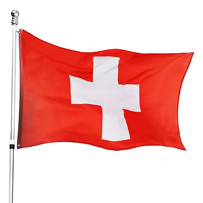 Switzerland 5x3ft Country Polyester Flag With Eyelets Indoor Outdoor Decoration • £2.99