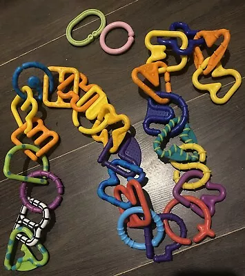 28 Alphabet Rainbow Teething Ring Links Plastic Baby Kids Stroller Play Mat Toys • £7.99