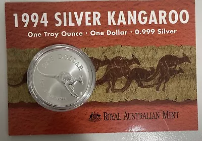 AUSTRALIA 1994 KANGAROO  1 Oz  FINE SILVER • $41