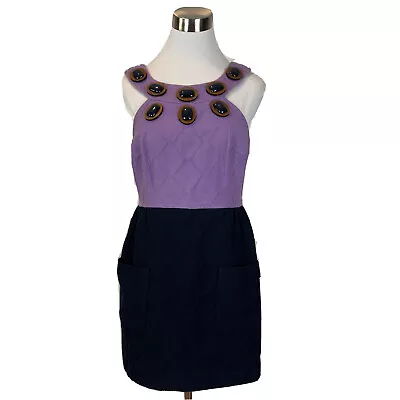 Milly Of New York Womens Purple Beaded Sleeveless Halter Dress Sz 6 • $19