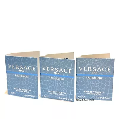 3 Vials {VERSACE} EAU FRAICHE Men 0.03 Oz/1 Ml Eau De Toilette Spray Sample Size • $13.22