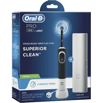 $42.90 • Buy Oral-B Pro 100 Cross Action Rechargeable Toothbrush - Midnight Black