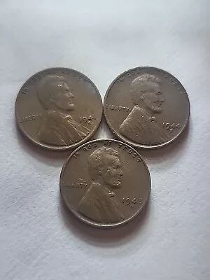 1941-S 1944-S And 1948-S Lincoln  Wheat Cent Pennies • $1.19