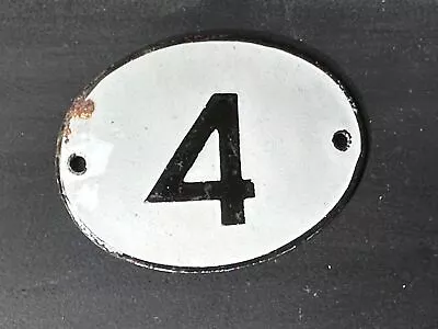 Number 4 Vintage Enamel House Numbers Made In Europe Room Hotel FREE POSTAGE • $28.04