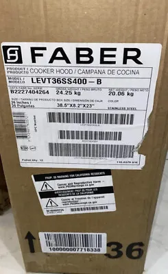 Faber LEVT36SS400-B 36” Under Cabinet Range Hood W/ 400 CFM Halogen Light • $220