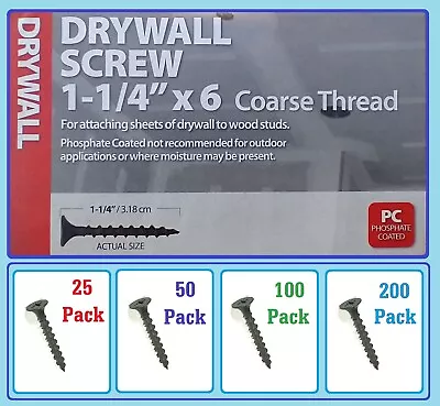 Drywall Screws - Phillips Head 1-1/4 #6 Coarse Thread • $6.95