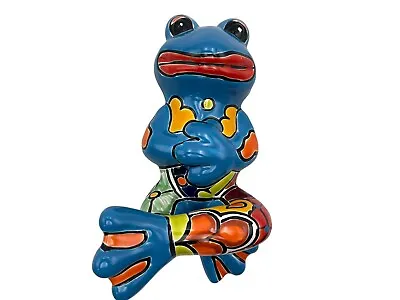 Talavera Frog Laying Back Mexican Pottery Folk Art Home Decor Multicolor 11.25  • $64