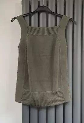 Bnwt New M&S Hunter Khaki Green Knitted Tank Top Vest Size S 8-10 • £9.99