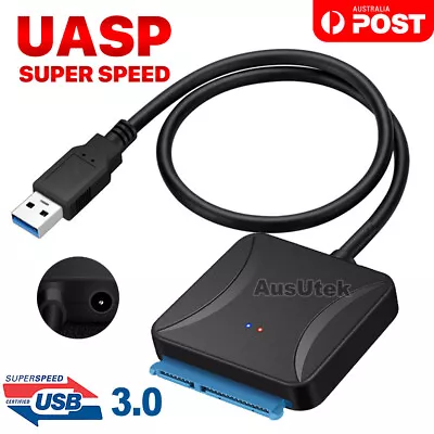 $11.95 • Buy USB 3.0 To 2.5 /3.5  SATA Hard Drive Adapter Cable/UASP To USB3.0 Converter AU