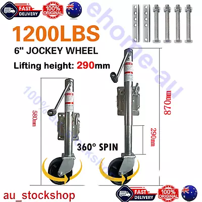 6  Inch Trailer Jockey Wheel Swivel Swing Up 500kg 1000LBS U Bolts Caravan Boat • $78.98