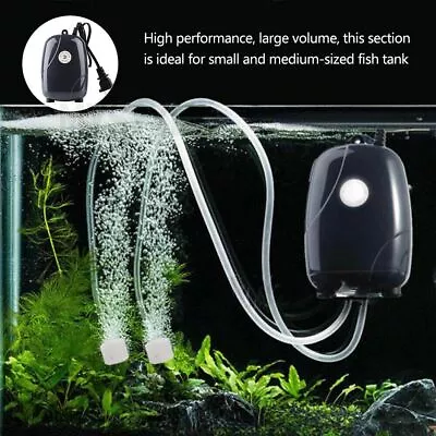 Gallon Aquarium Pond 2 Outlets Fish Tank Pump Hydroponic Oxygen Silent Air Pump • $22.31