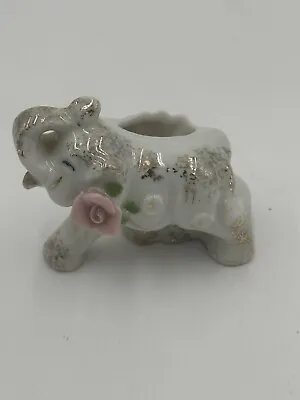 Vintage Small Elephant Planter/toothpick Holder Trunk Up For Good Luck 3 X 2.5” • $12.88