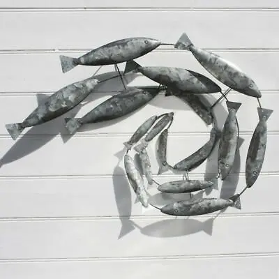 Swirling Mackerel Shoal | Metal Wall Hanging Coastal Decoration By Shoeless Joe • £54