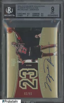 2004-05 UD Exquisite Michael Jordan HOF Dual GU Jersey /23 BGS 9 W/ 10 AUTO • $16517