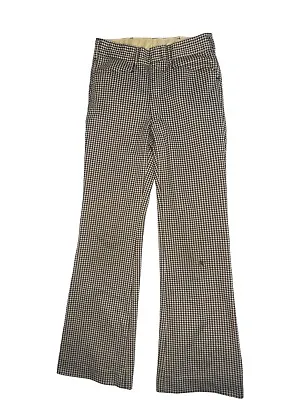 Vintage Mann Reddish Brown Checkered Men’s Flare Leg Pants Disco Groovy • $25.99