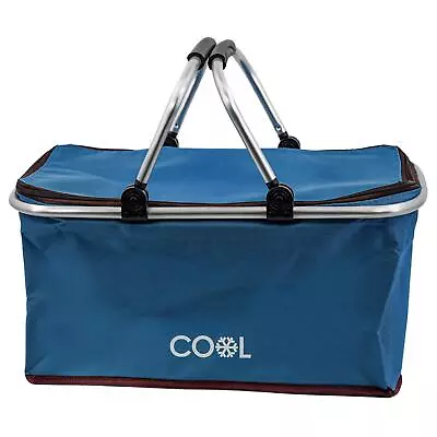 Cooler Bag Picnic Basket Folding Insulated Shopping Hamper Cool Box Navy 35L • £12.09